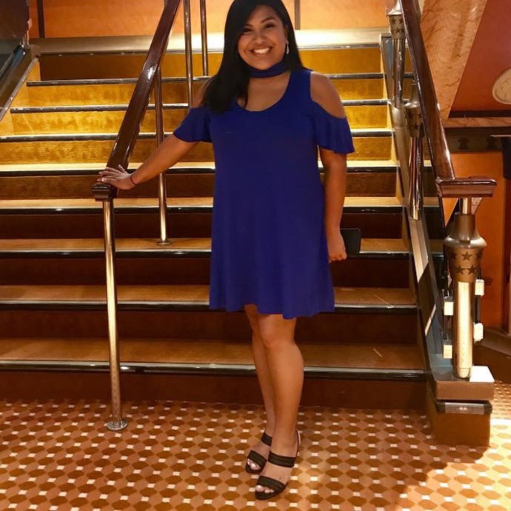 Off Shoulder Blue Chocker Dress